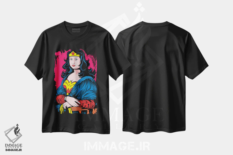 تیشرت مشکی طرح دار مونا شگفت انگیز، هنر فاخر معاصر اثر داوی آلوِس | فروشگاه ایماژ