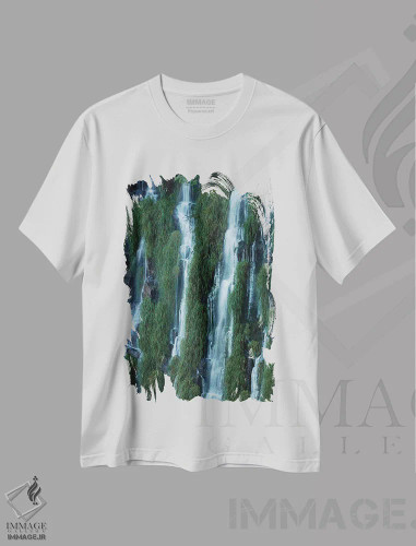 تیشرت سفید طرح دار آبشار ایگواسو، آرژانتین اثر دیوید وال | فروشگاه ایماژ