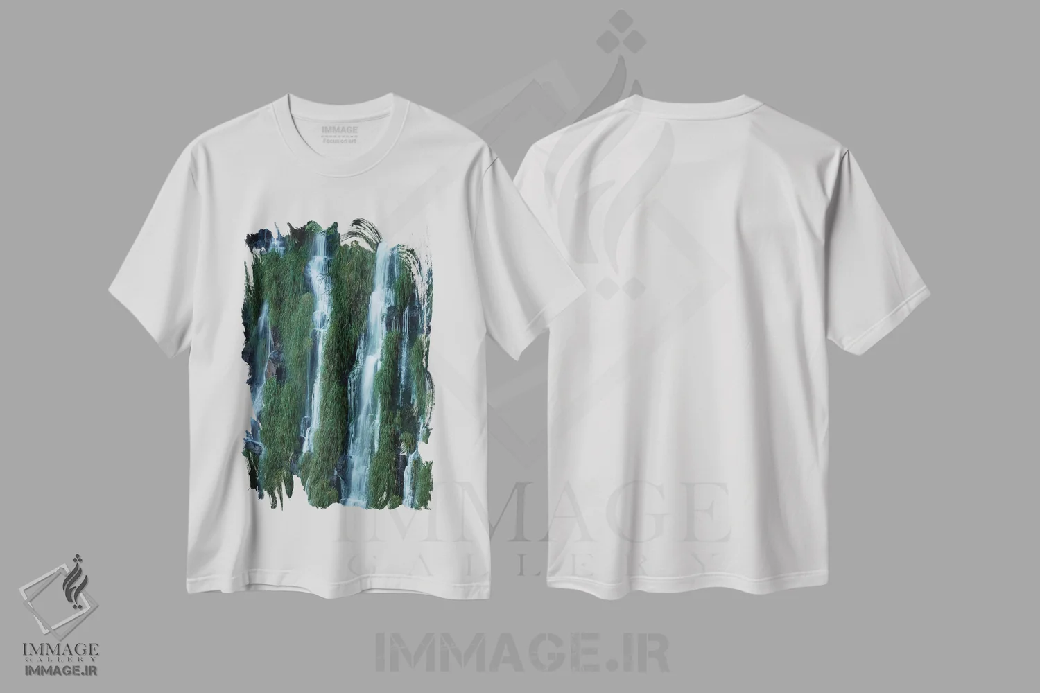 تیشرت سفید طرح دار آبشار ایگواسو، آرژانتین اثر دیوید وال | فروشگاه ایماژ