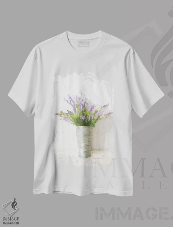 تیشرت سفید طرح دار اسطوخودوس بر زمینه سفید، دکور معاصر اثر داگوود پورتفولیو | immage.ir