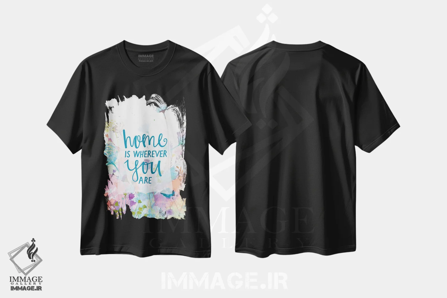 تیشرت مشکی طرح دار خانه همانجاست که تو باشی، دکور معاصر اثر داگوود پورتفولیو | immage.ir