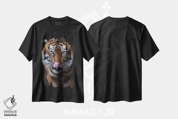 تیشرت مشکی طرح دار ایندرا دختر بینجای، هنر فاخر معاصر اثر دیوید وولَن | فروشگاه ایماژ