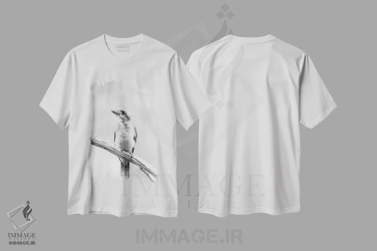 تیشرت سفید طرح دار کوکابورا، عکاسی سیاه و سفید اثر دیوید وولَن | فروشگاه ایماژ