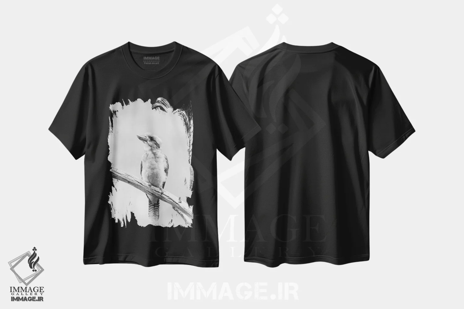 تیشرت مشکی طرح دار کوکابورا، عکاسی سیاه و سفید اثر دیوید وولَن | immage.ir
