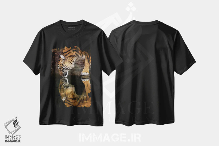 تیشرت مشکی طرح دار آینه آینه، هنر فاخر معاصر اثر دیوید وولَن | immage.ir