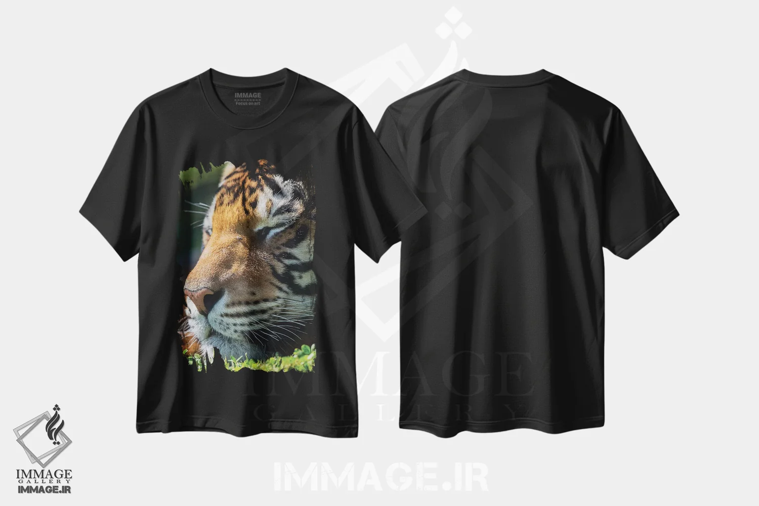 تیشرت مشکی طرح دار ببر بنگال در حال خواب، هنر فاخر معاصر اثر دیوید وولَن | فروشگاه ایماژ