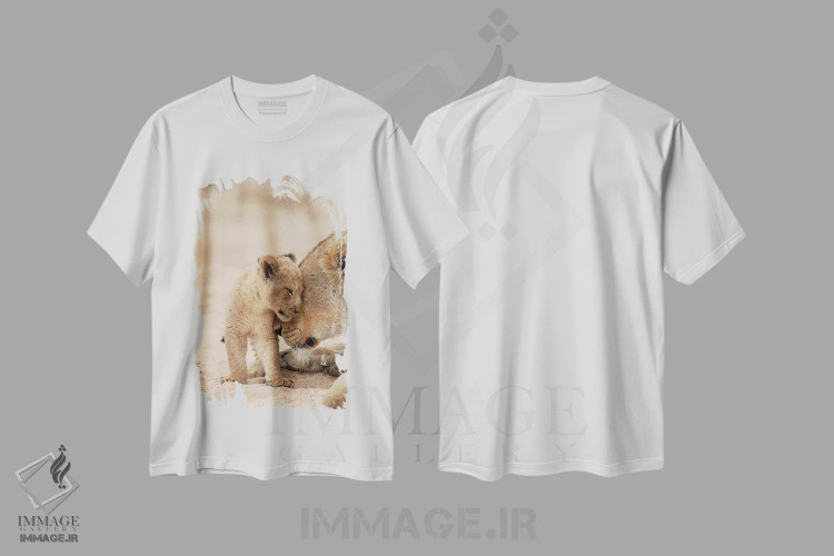 تیشرت سفید طرح دار مادر و توله، هنر فاخر معاصر اثر دیوید وولَن | فروشگاه ایماژ