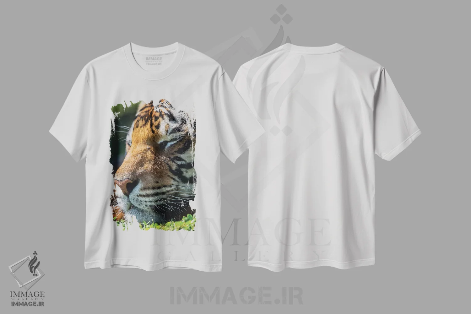 تیشرت سفید طرح دار ببر بنگال در حال خواب، هنر فاخر معاصر اثر دیوید وولَن | immage.ir