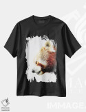 تیشرت مشکی طرح دار پاندای سرخ، هنر فاخر معاصر اثر دیوید وولَن | فروشگاه ایماژ