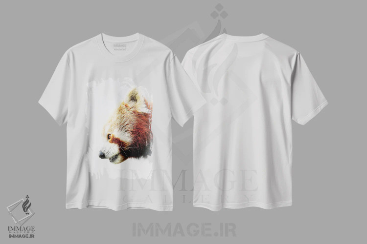 تیشرت سفید طرح دار پاندای سرخ، هنر فاخر معاصر اثر دیوید وولَن | immage.ir