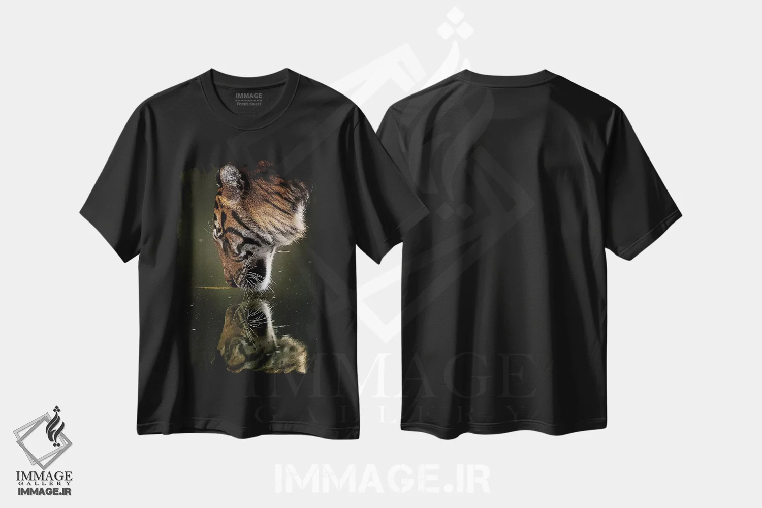 تیشرت مشکی طرح دار انعکاس، هنر فاخر معاصر اثر دیوید وولَن | فروشگاه ایماژ