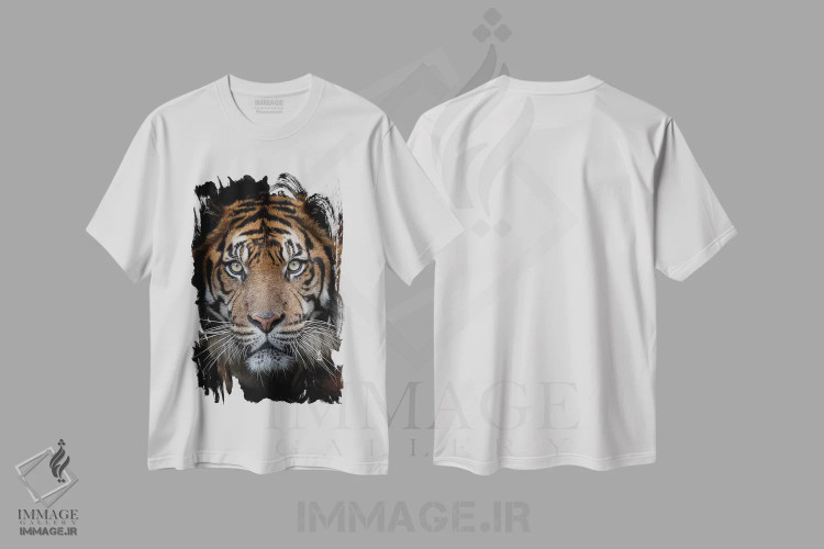 تیشرت سفید طرح دار ببر سوماترایی، هنر فاخر معاصر اثر دیوید وولَن | فروشگاه ایماژ
