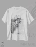 تیشرت سفید طرح دار شیر خمیازه کش، عکاسی سیاه و سفید اثر دیوید وولَن | immage.ir