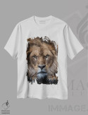 تیشرت سفید طرح دار شیر آفریقایی، مدیوم اثر دیوید وولَن | فروشگاه ایماژ