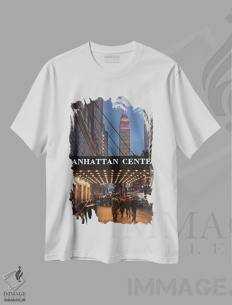 تیشرت سفید طرح دار مرکز منهتن، مدیوم اثر دیلان واکر | immage.ir