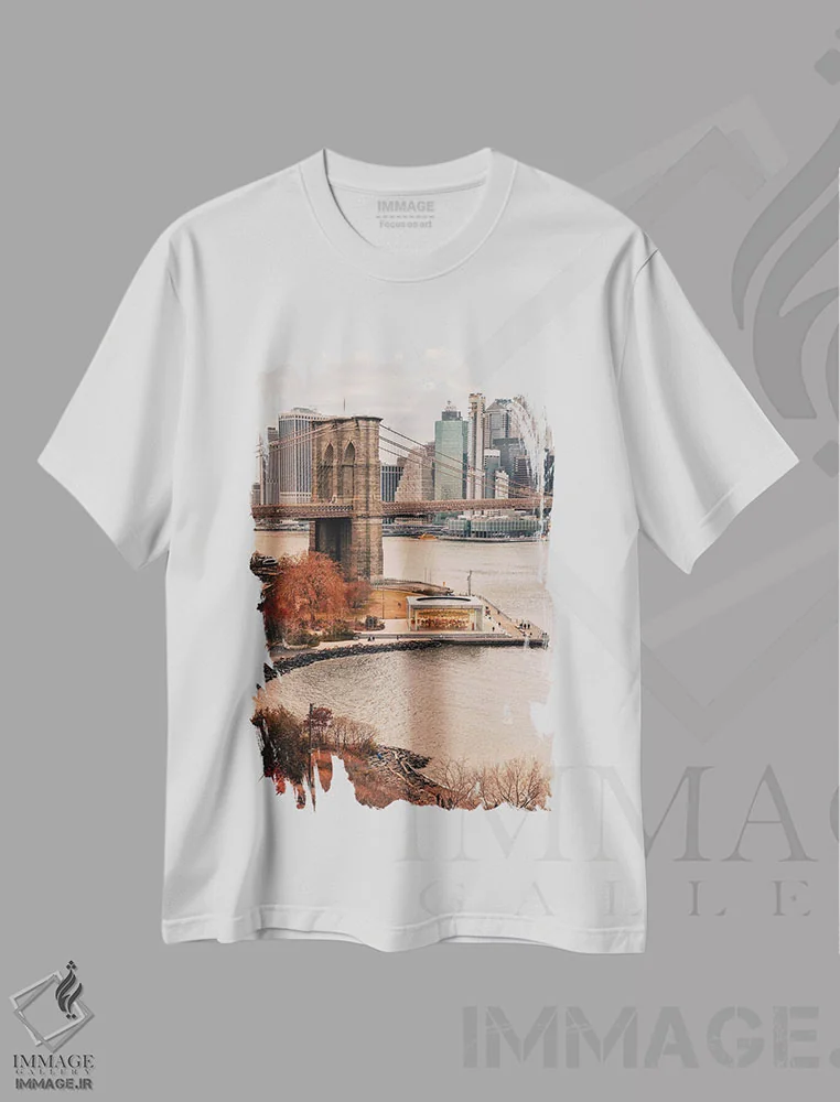 تیشرت سفید طرح دار رنگ های پاییزی در نیویورک سیتی، مدیوم اثر دیلان واکر | immage.ir