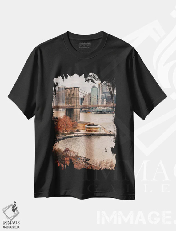 تیشرت مشکی طرح دار رنگ های پاییزی در نیویورک سیتی، مدیوم اثر دیلان واکر | فروشگاه ایماژ