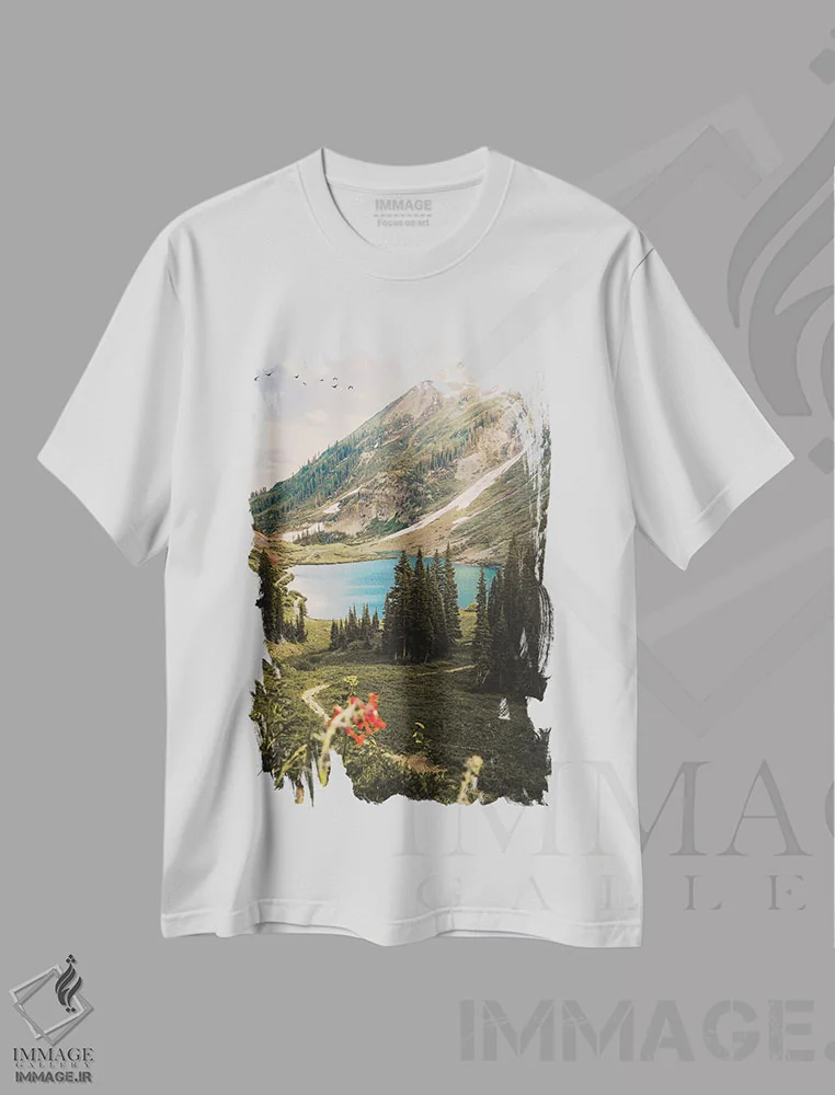 تیشرت سفید طرح دار Colorado,دریاچه زمرد، کلرادو، مدیوم اثر دیلان واکر | immage.ir