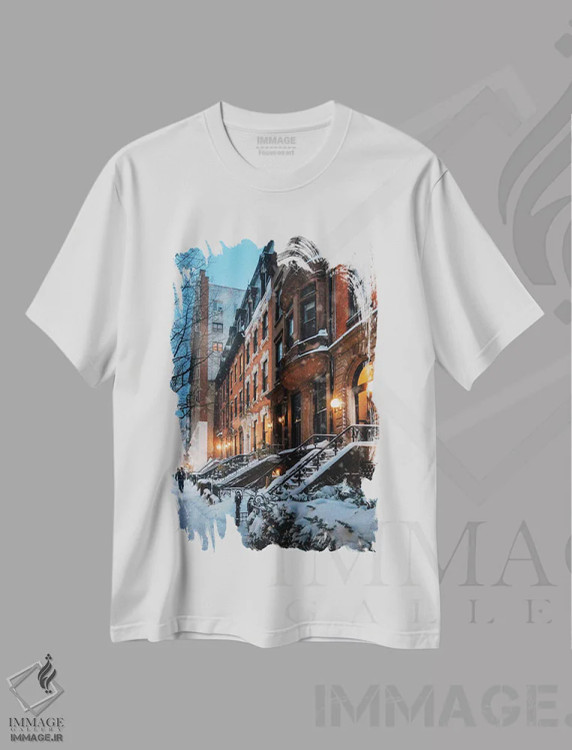 تیشرت سفید طرح دار شب برفی در بروکلین هایتس، مدیوم اثر دیلان واکر | immage.ir