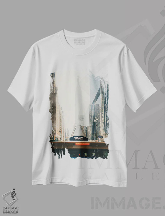 تیشرت سفید طرح دار تاکسی و امپایر، مدیوم اثر دیلان واکر | immage.ir