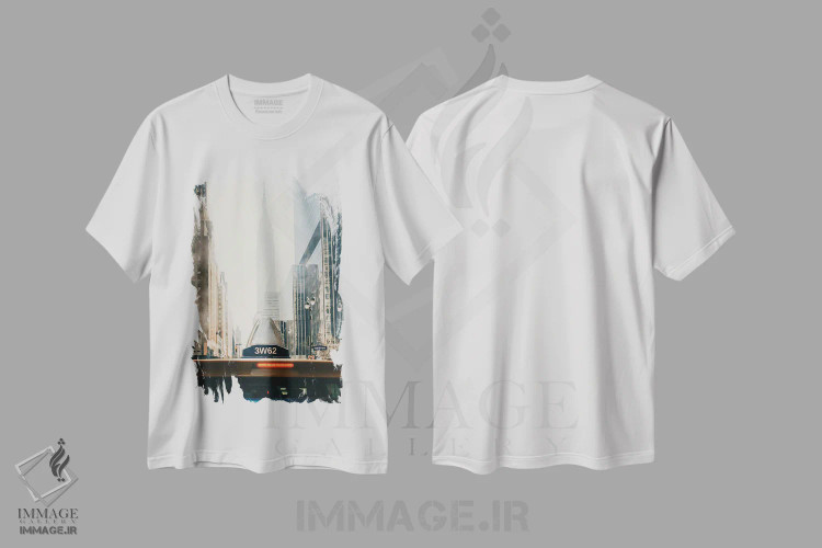 تیشرت سفید طرح دار تاکسی و امپایر، مدیوم اثر دیلان واکر | immage.ir