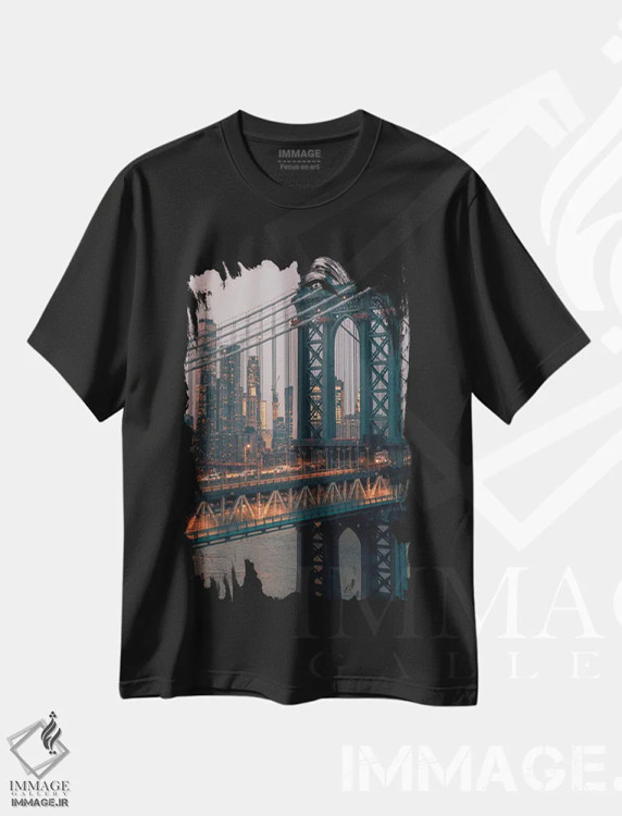 تیشرت مشکی طرح دار پل منهتن با نمای آسمان خراش های منهتن، مدیوم اثر دیلان واکر | immage.ir