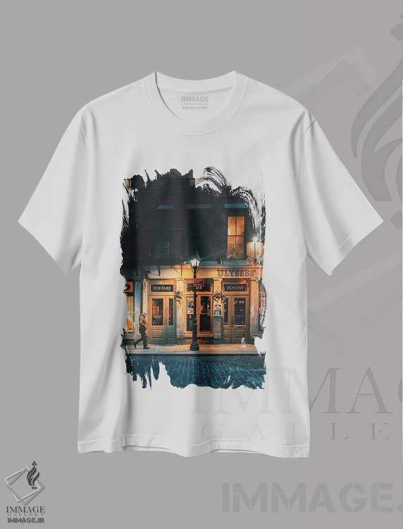 تیشرت سفید طرح دار مرد تنها در استون استریت، مدیوم اثر دیلان واکر | immage.ir