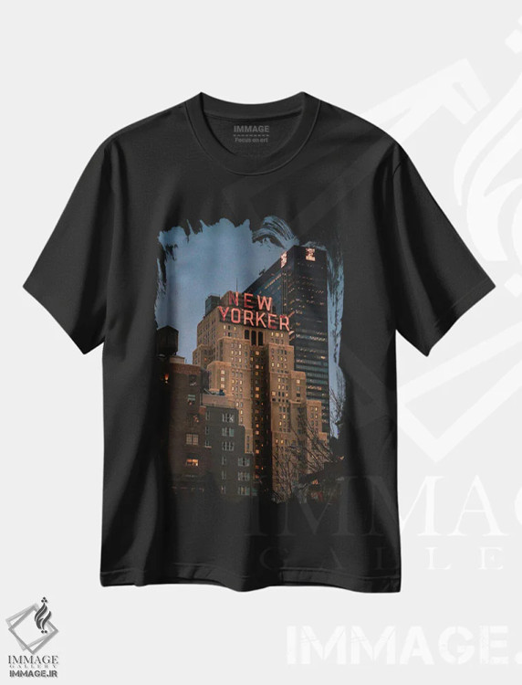 تیشرت مشکی طرح دار ساعت آبی در هتل نیویورکر، مدیوم اثر دیلان واکر | immage.ir