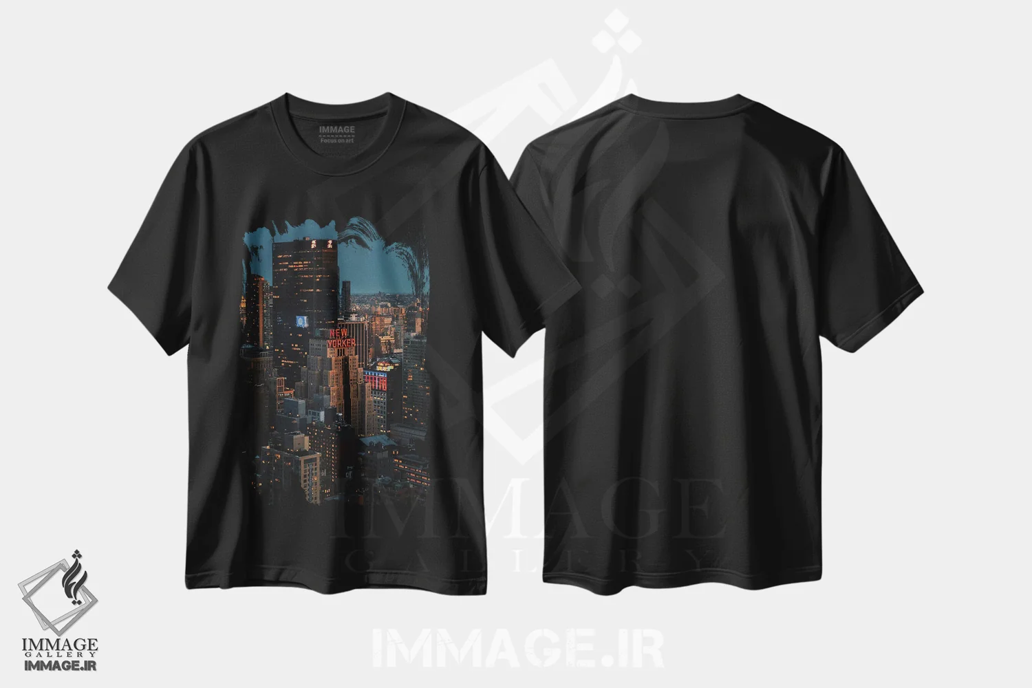 تیشرت مشکی طرح دار شب در هتل نیویورکر، مدیوم اثر دیلان واکر | فروشگاه ایماژ