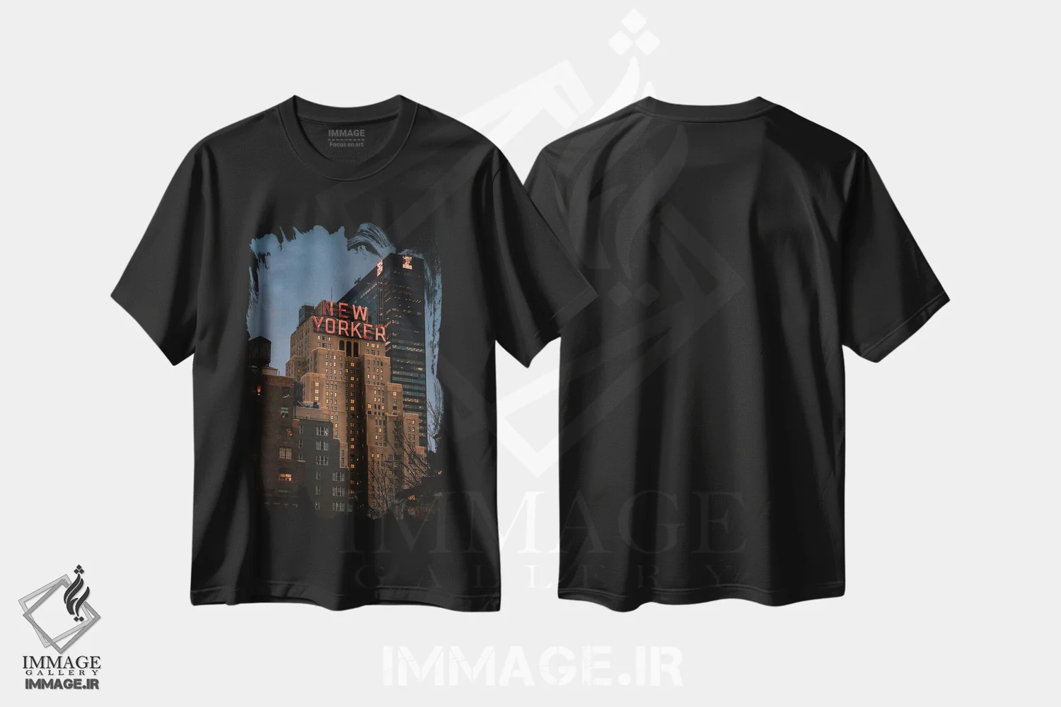 تیشرت مشکی طرح دار ساعت آبی در هتل نیویورکر، مدیوم اثر دیلان واکر | immage.ir