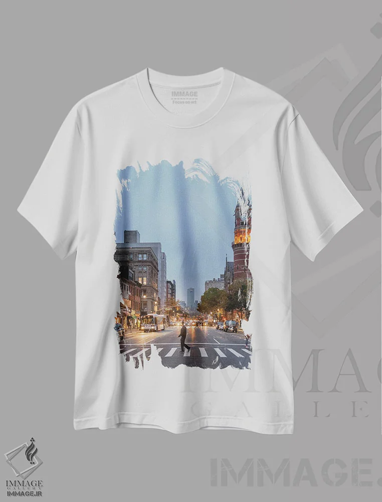 تیشرت سفید طرح دار غروب ها در گرینویچ ویلیج، مدیوم اثر دیلان واکر | فروشگاه ایماژ