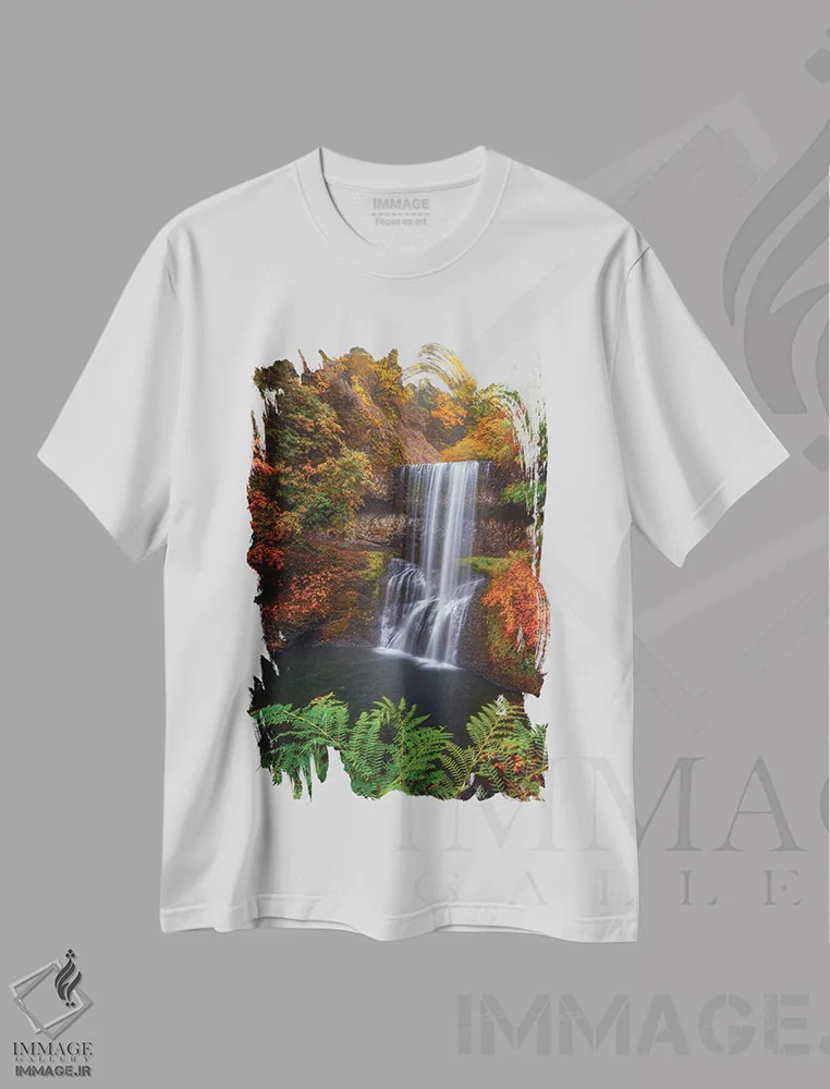 تیشرت سفید طرح دار محاصره شده در رنگ ها، مدیوم اثر دارن وایت فوتوگرافی | فروشگاه ایماژ