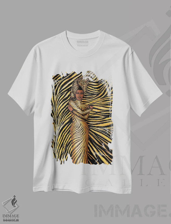 تیشرت سفید طرح دار مد الهام گرفته از ببر، هنر دیجیتال اثر دکستر گریفین | immage.ir