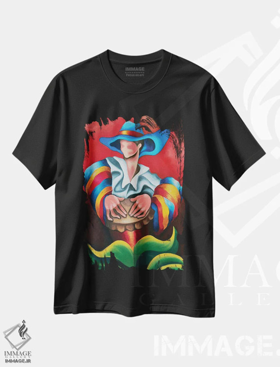 تیشرت مشکی طرح دار کلاه آبی، هنر فاخر معاصر اثر دیکسی میگز | فروشگاه ایماژ