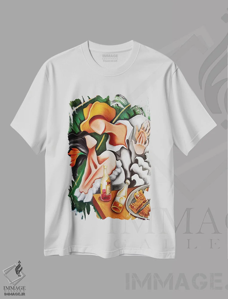 تیشرت سفید طرح دار مهمانی در روستا، هنر فاخر معاصر اثر دیکسی میگز | immage.ir