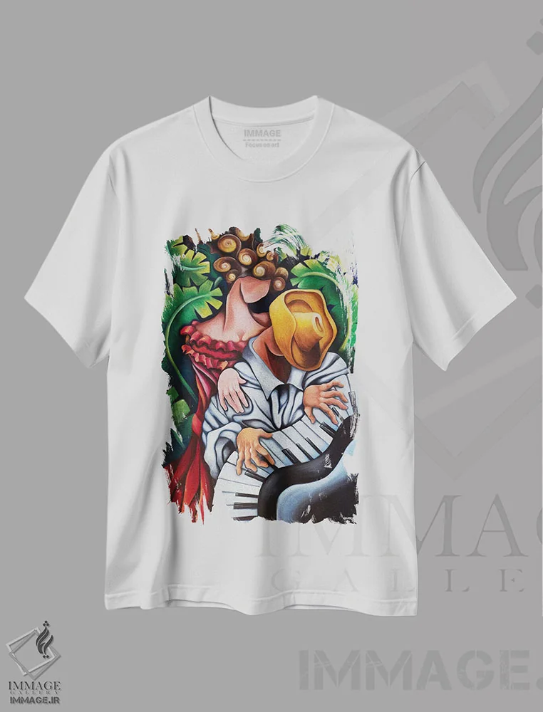 تیشرت سفید طرح دار پیانوی گواخیرو، هنر فاخر معاصر اثر دیکسی میگز | immage.ir