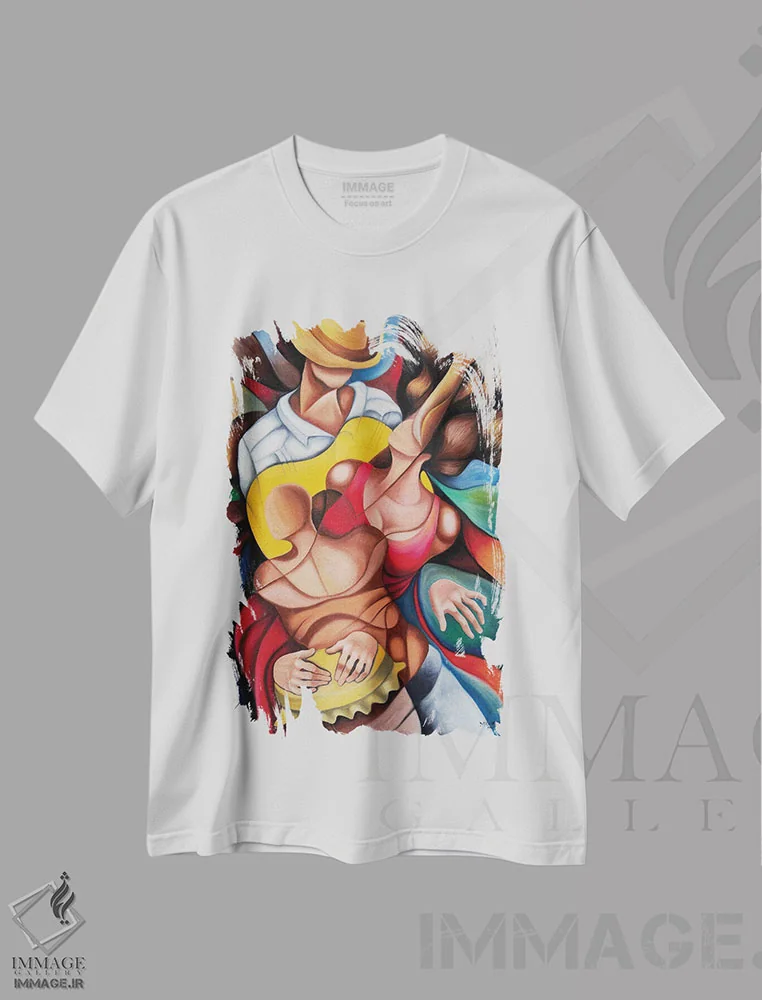 تیشرت سفید طرح دار بدن ها در رومبا، هنر فاخر معاصر اثر دیکسی میگز | فروشگاه ایماژ
