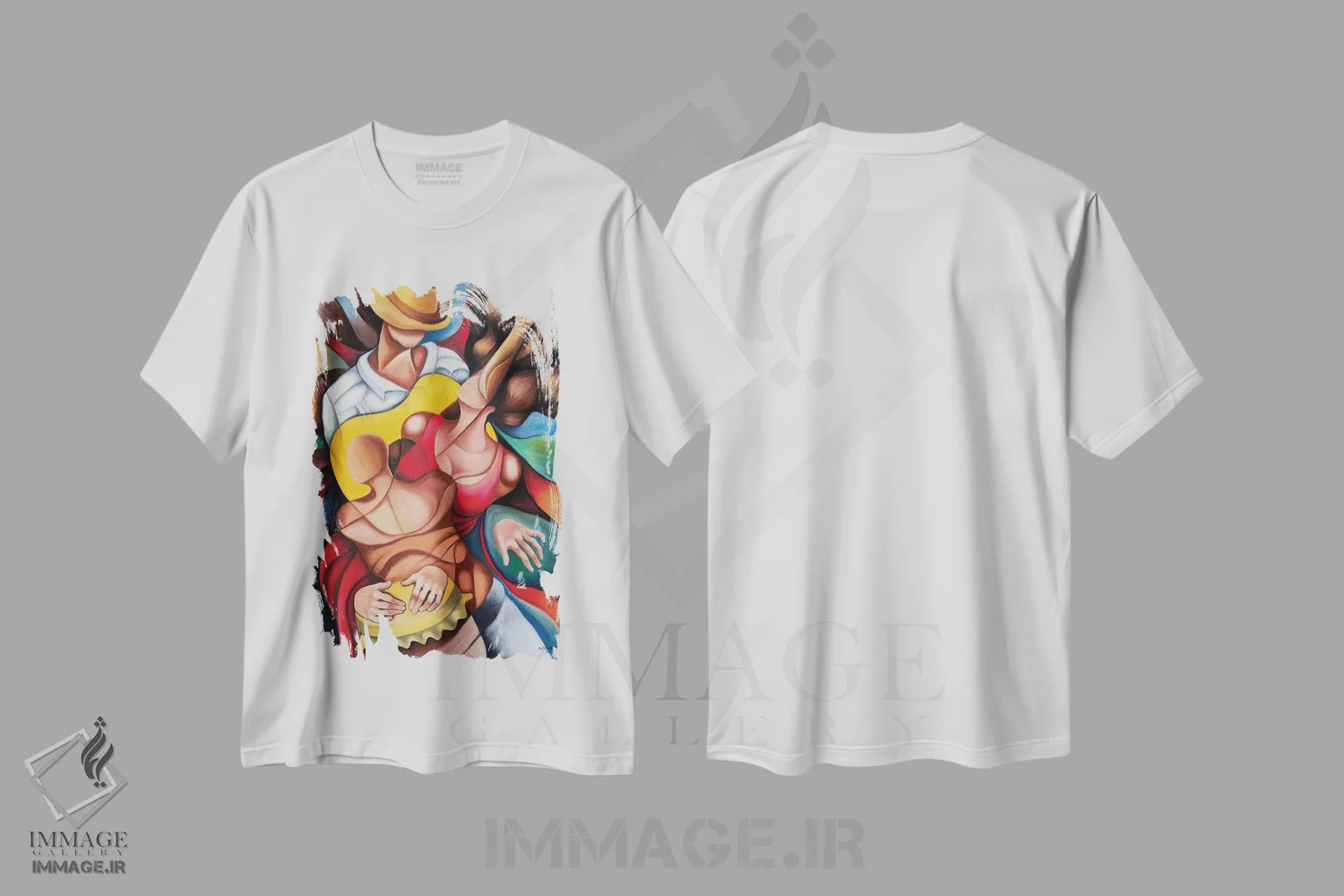 تیشرت سفید طرح دار بدن ها در رومبا، هنر فاخر معاصر اثر دیکسی میگز | فروشگاه ایماژ