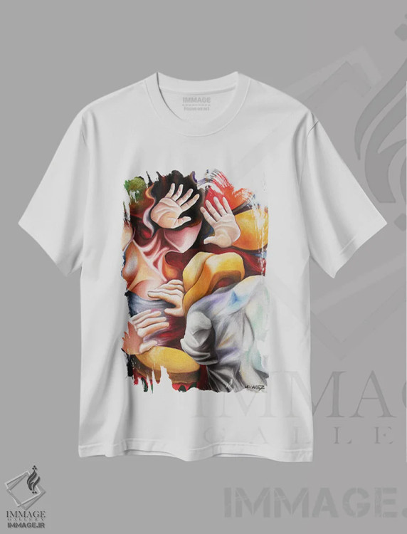 تیشرت سفید طرح دار رومبا، هنر فاخر معاصر اثر دیکسی میگز | immage.ir