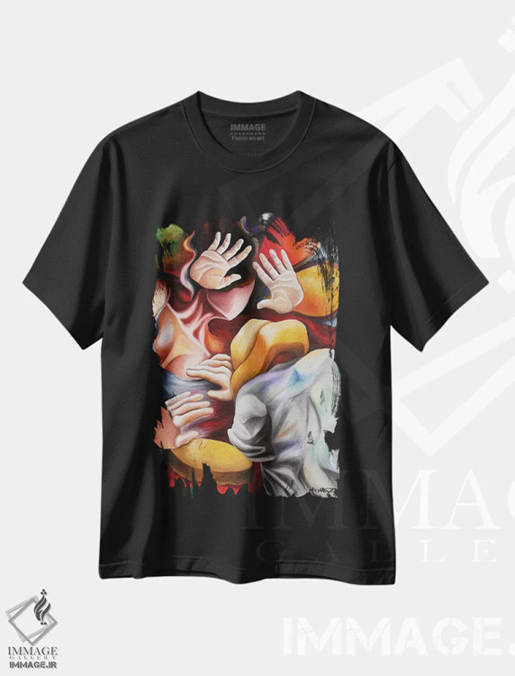 تیشرت مشکی طرح دار رومبا، هنر فاخر معاصر اثر دیکسی میگز | فروشگاه ایماژ