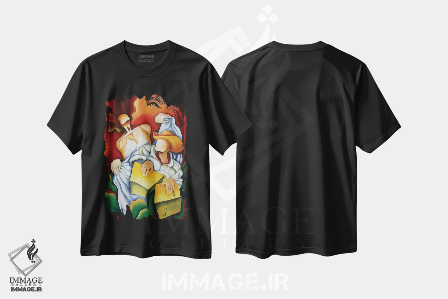 تیشرت مشکی طرح دار رومبا با کاخون، هنر فاخر معاصر اثر دیکسی میگز | immage.ir