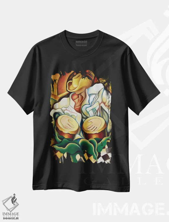 تیشرت مشکی طرح دار بونگوها، هنر فاخر معاصر اثر دیکسی میگز | فروشگاه ایماژ