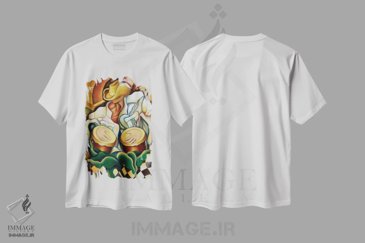 تیشرت سفید طرح دار بونگوها، هنر فاخر معاصر اثر دیکسی میگز | immage.ir