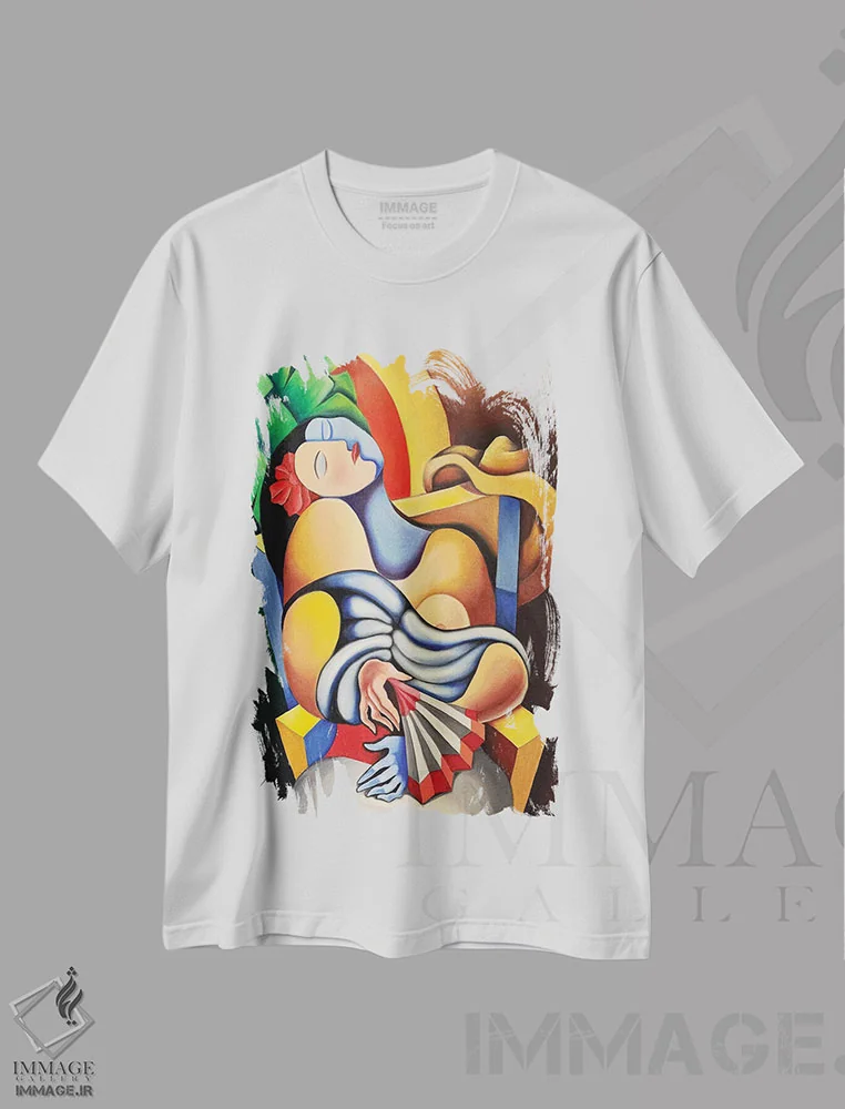 تیشرت سفید طرح دار چرت، هنر فاخر معاصر اثر دیکسی میگز | فروشگاه ایماژ