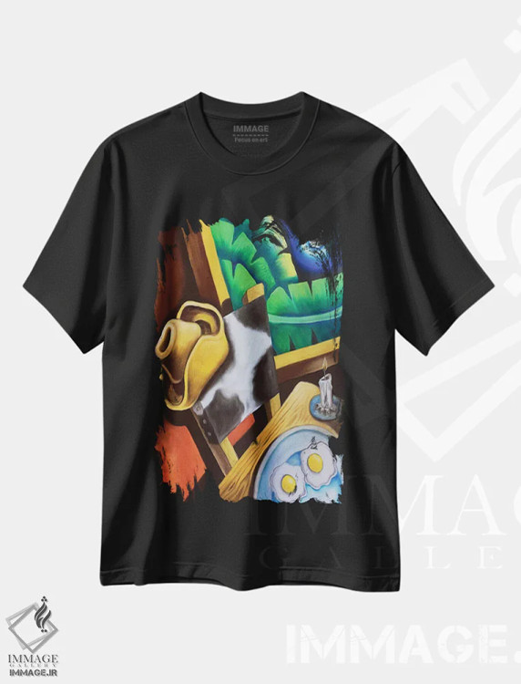 تیشرت مشکی طرح دار میز آماده است، هنر فاخر معاصر اثر دیکسی میگز | فروشگاه ایماژ