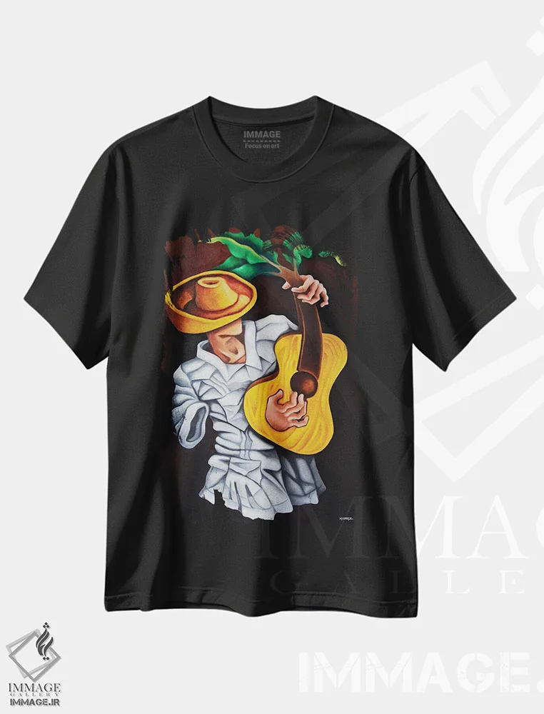 تیشرت مشکی طرح دار گواخیرو ترانه سرا، هنر فاخر معاصر اثر دیکسی میگز | فروشگاه ایماژ