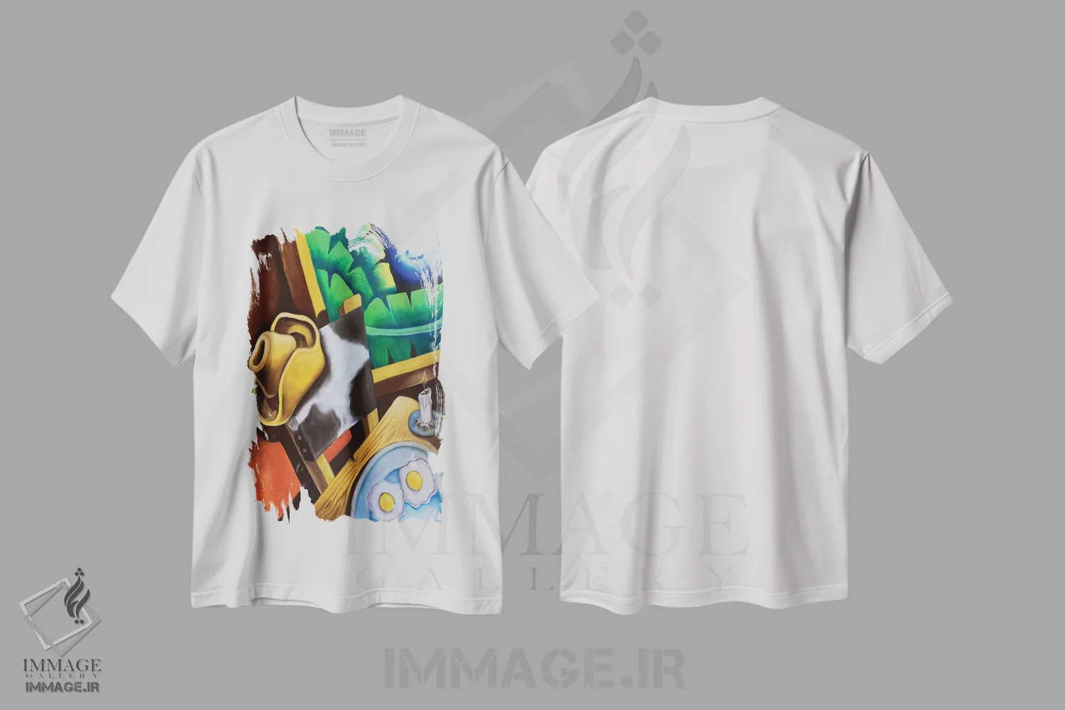 تیشرت سفید طرح دار میز آماده است، هنر فاخر معاصر اثر دیکسی میگز | immage.ir
