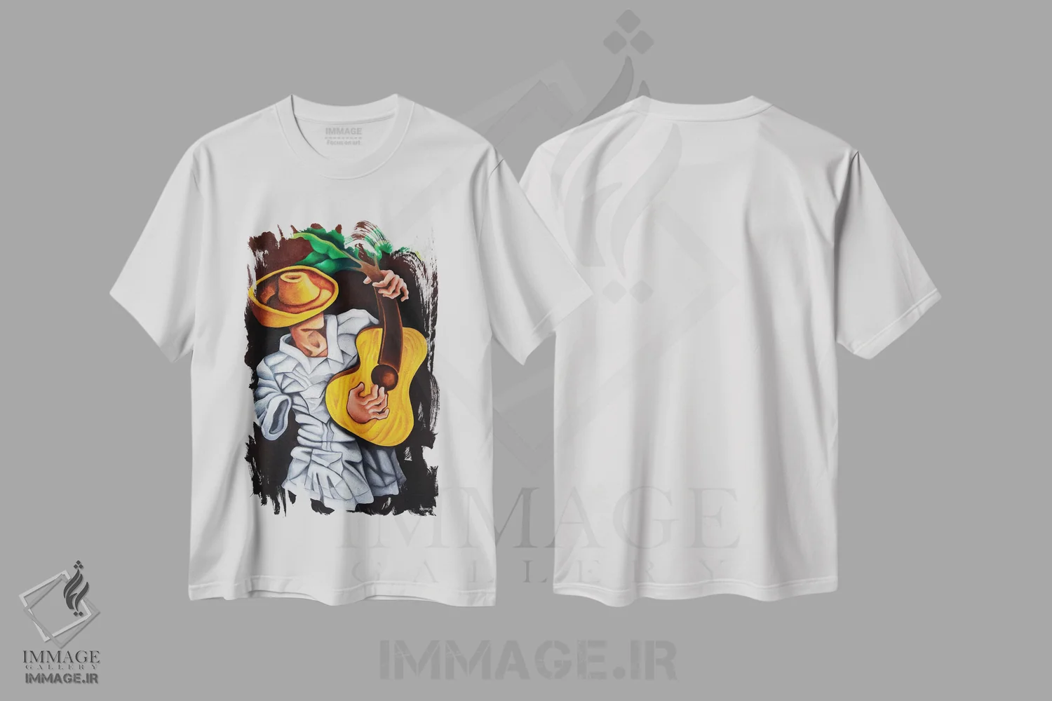 تیشرت سفید طرح دار گواخیرو ترانه سرا، هنر فاخر معاصر اثر دیکسی میگز | immage.ir