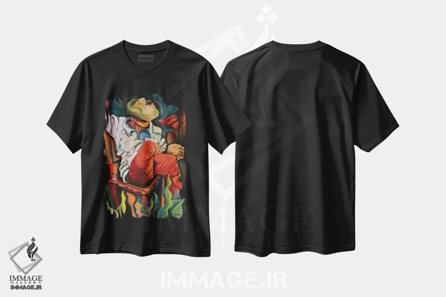 تیشرت مشکی طرح دار در انتظار روزهای بهتر، هنر فاخر معاصر اثر دیکسی میگز | immage.ir