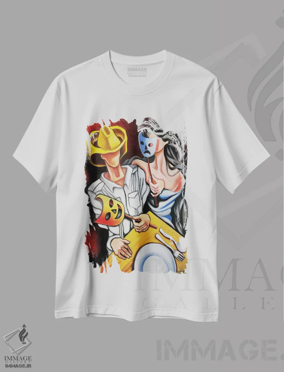 تیشرت سفید طرح دار هوای بد، روی خوب، هنر فاخر معاصر اثر دیکسی میگز | فروشگاه ایماژ